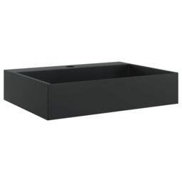 Berkfield Home Wash Basin 50x38x11 cm Mineral Cast/Marble Cast Matt Black - Size: 50 x 38 x 11 cm - thumbnail 2