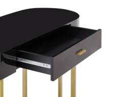 Vente-unique Console Desk With 1 Drawer - Lacquered MDF & Metal - Black & Gold - thumbnail 8