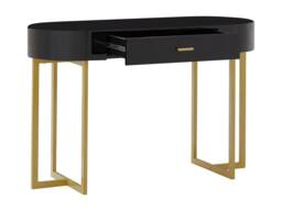 Vente-unique Console Desk With 1 Drawer - Lacquered MDF & Metal - Black & Gold - thumbnail 6