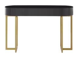 Vente-unique Console Desk With 1 Drawer - Lacquered MDF & Metal - Black & Gold - thumbnail 7