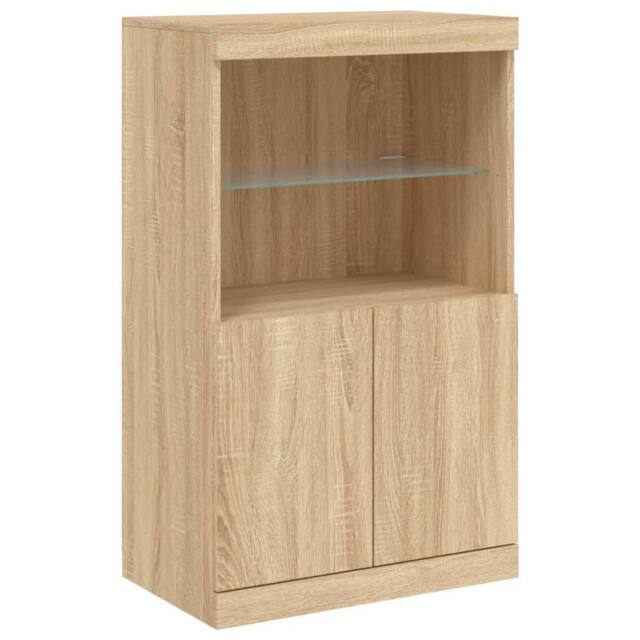 Berkfield Home Sideboard with LED Lights Sonoma Oak 60.5x37x100 cm in Light Tan - image 1