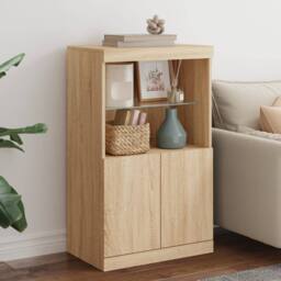 Berkfield Home Sideboard with LED Lights Sonoma Oak 60.5x37x100 cm in Light Tan - thumbnail 2