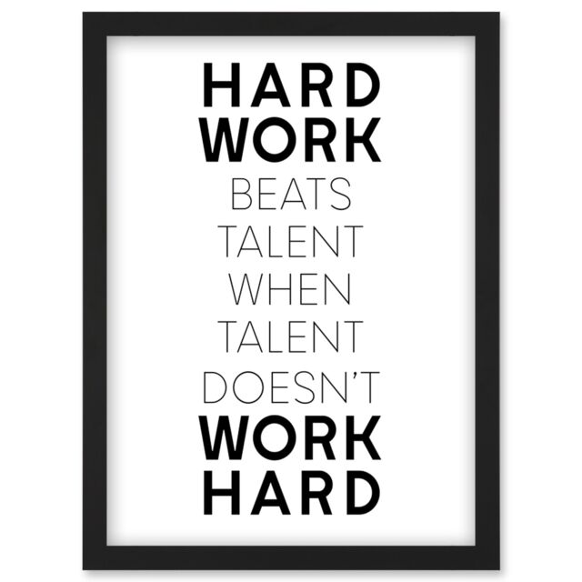 Artery8 Gym Motivation Hard Work Beats Talent Inspirational Exercise Wall Art Artwork Framed Wall Art Print A4 in Black - image 1