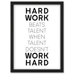 Artery8 Gym Motivation Hard Work Beats Talent Inspirational Exercise Wall Art Artwork Framed Wall Art Print A4 in Black - thumbnail 1