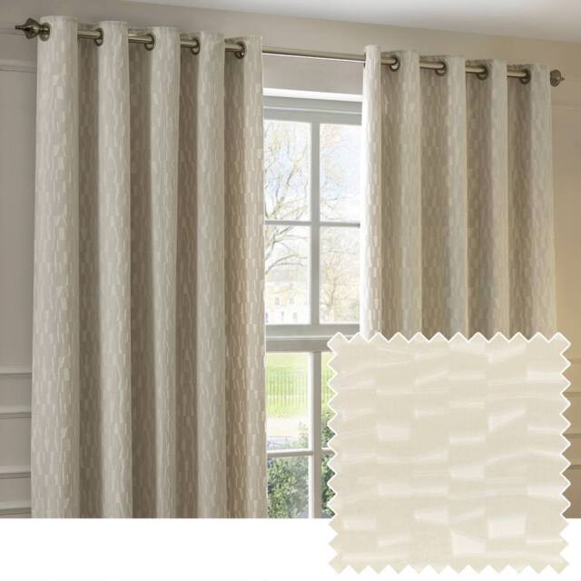 Paoletti Manhattan Velvet Eyelet Curtain Pair in Off-White - Size: 168 cm width x 229 cm drop - image 1