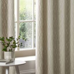 Paoletti Manhattan Velvet Eyelet Curtain Pair in Off-White - Size: 168 cm width x 229 cm drop - thumbnail 5