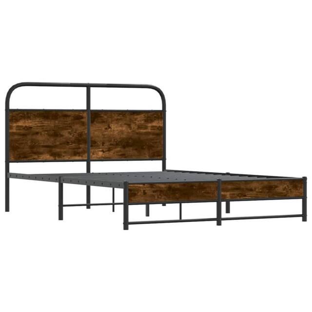 Berkfield Home Bed Frame Without Mattress 120x190 cm Smoked Oak Engineered Wood in Brown - image 1