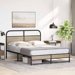 Berkfield Home Bed Frame Without Mattress 120x190 cm Smoked Oak Engineered Wood in Brown - thumbnail 4