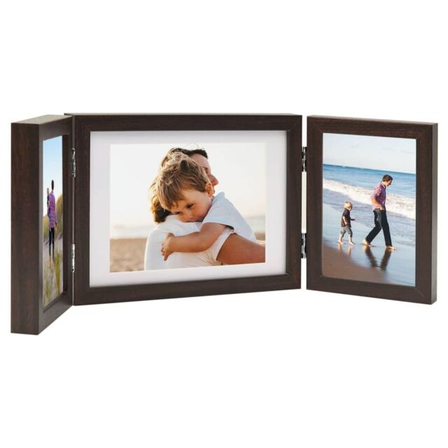Berkfield Home Trifold Photo Frame Collage Dark Brown 22x15 cm+2x - Size: 22x15 cm - image 1