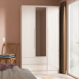 Ready Assembled 2 U Lucca Triple Mirror Wardrobe with 2 Drawers (Ready Assembled) in Taupe - thumbnail 1