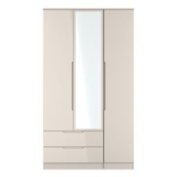 Ready Assembled 2 U Lucca Triple Mirror Wardrobe with 2 Drawers (Ready Assembled) in Taupe - thumbnail 2