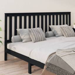 Berkfield Home Beautiful Bed Headboard Black 206x6x101 cm Solid Wood Pine - Size: 206 x 6 x 101 cm - thumbnail 4