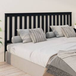 Berkfield Home Beautiful Bed Headboard Black 206x6x101 cm Solid Wood Pine - Size: 206 x 6 x 101 cm - thumbnail 2