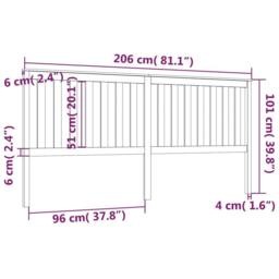 Berkfield Home Beautiful Bed Headboard Black 206x6x101 cm Solid Wood Pine - Size: 206 x 6 x 101 cm - thumbnail 6