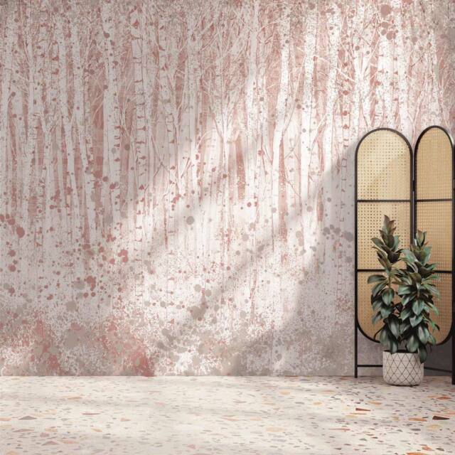 Superfresco Easy Painterly Woods Pink Print To Order 3m x 2.8m Mural - image 1