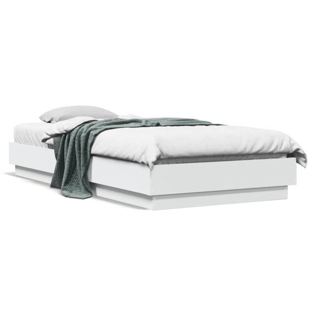 Berkfield Home Bed Frame without Mattress with LED Lights White 100x200 cm - image 1