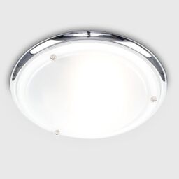 ValueLights Opal Glass Diffuser IP44 Rated Bathroom Flush Ceiling Light in Silver - thumbnail 3