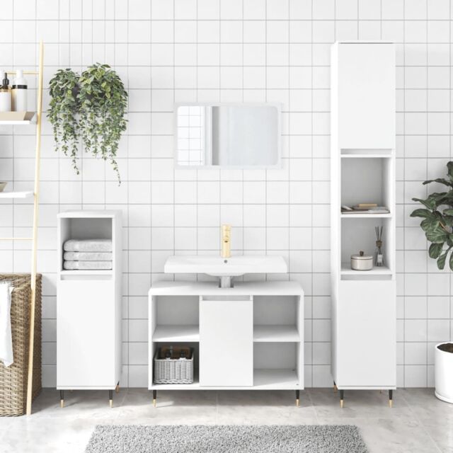 Berkfield Home 3 Piece Bathroom Furniture Set White Engineered Wood - image 1