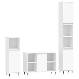 Berkfield Home 3 Piece Bathroom Furniture Set White Engineered Wood - thumbnail 2