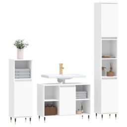 Berkfield Home 3 Piece Bathroom Furniture Set White Engineered Wood - thumbnail 3
