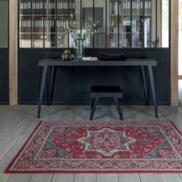 The Rug Shop UK Red Wool Border Floral Traditional Luxurious Easy To Clean Area Rug - Size: 160 cm x 240 cm - thumbnail 1