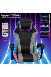 Groundlevel Gaming Office Chair with LED Lights in Grey - thumbnail 2