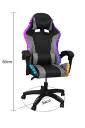 Groundlevel Gaming Office Chair with LED Lights in Grey - thumbnail 5