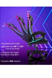Groundlevel Gaming Office Chair with LED Lights in Grey - thumbnail 3