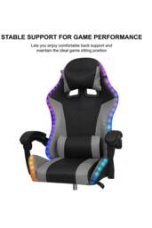 Groundlevel Gaming Office Chair with LED Lights in Grey - thumbnail 4