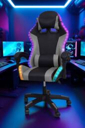 Groundlevel Gaming Office Chair with LED Lights in Grey - thumbnail 1