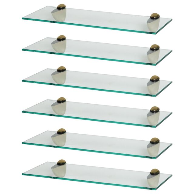 Harbour Housewares 6x Floating Glass Shelves - 50cm - Bathroom Shower Storage Display in Gold - image 1