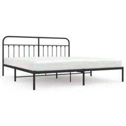 Berkfield Home Metal Bed Frame with Headboard Black 193x203 cm - thumbnail 1