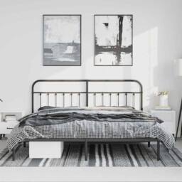 Berkfield Home Metal Bed Frame with Headboard Black 193x203 cm - thumbnail 3
