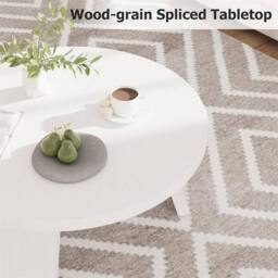 VOGREX Round White Modern Living Room Center Cocktail Table - thumbnail 4