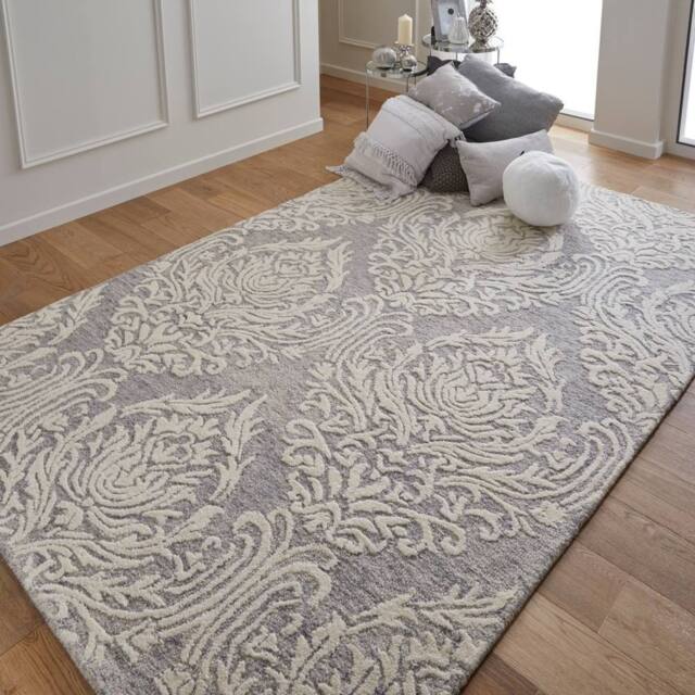 The Rug Shop UK Grey Modern Wool Easy to clean Hand Made Floral Area Rug - Size: 200 cm x 280 cm - image 1