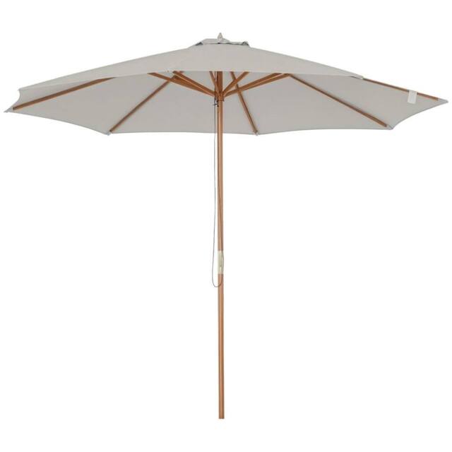 Nordara 3m Wooden Garden Parasol Outdoor Sun Shade in Grey - Size: 100 cm x 15 cm - image 1