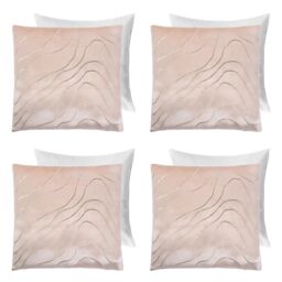 OHS 4 Pack Metallic Wave Filled Cushion Covers Home Decor Set in Natural - Size: 45 cm x 45 cm - thumbnail 1