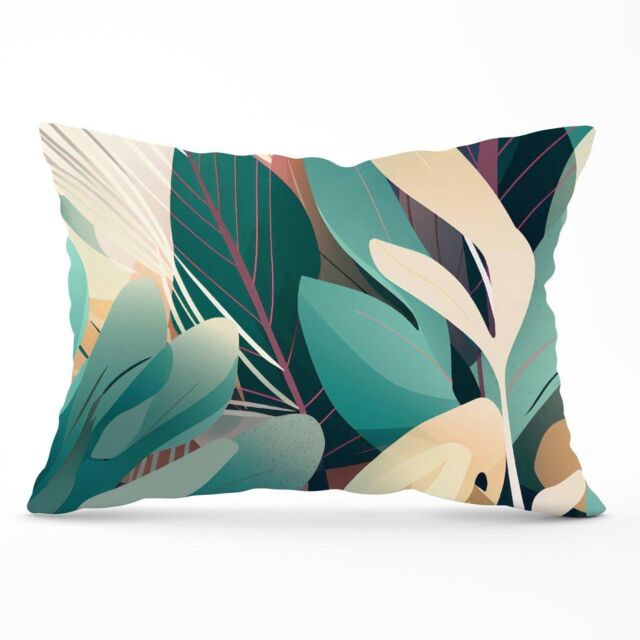 Warren Reed - Designer Abstract Tropical Leaves Cushions in Green - Size: 60 cm x 60 cm - image 1