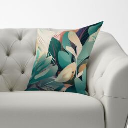 Warren Reed - Designer Abstract Tropical Leaves Cushions in Green - Size: 60 cm x 60 cm - thumbnail 2