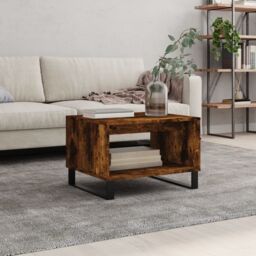 Berkfield Home Coffee Table Smoked Oak 60x50x40 cm Engineered Wood in Brown - Size: 60 x 50 x 40 cm - thumbnail 1