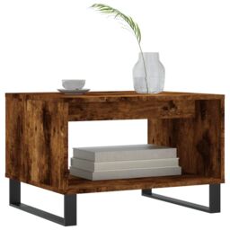 Berkfield Home Coffee Table Smoked Oak 60x50x40 cm Engineered Wood in Brown - Size: 60 x 50 x 40 cm - thumbnail 3