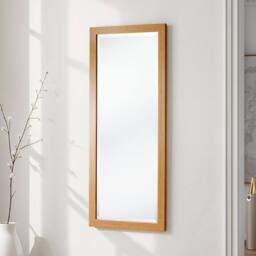 Yearn Mirrors Oak Effect Tall Slim Framed Bevelled Mirror in Light Oak - thumbnail 3