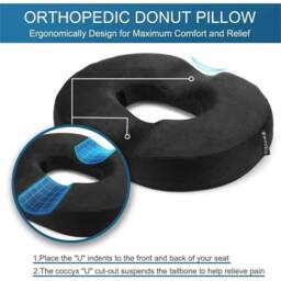 Nordara Coccyx Cushion Memory Foam Seat Support Orthopedic Pillow in Black - Size: 45 cm x 30 cm - thumbnail 3