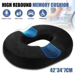 Nordara Coccyx Cushion Memory Foam Seat Support Orthopedic Pillow in Black - Size: 45 cm x 30 cm - thumbnail 2