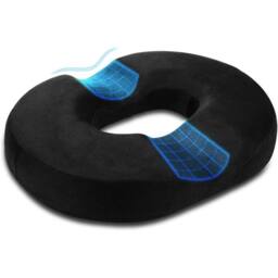 Nordara Coccyx Cushion Memory Foam Seat Support Orthopedic Pillow in Black - Size: 45 cm x 30 cm