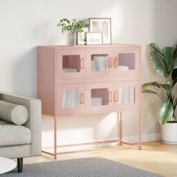 Berkfield Home Sideboard Pink 100.5x39x107 cm Cold-rolled Steel - thumbnail 3