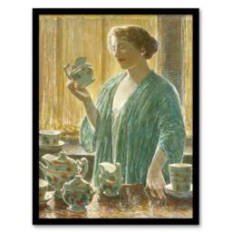 Artery8 Frederick Childe Hassam Framed Wall Art Print The Strawberry Tea Set - Size: A4 - thumbnail 1