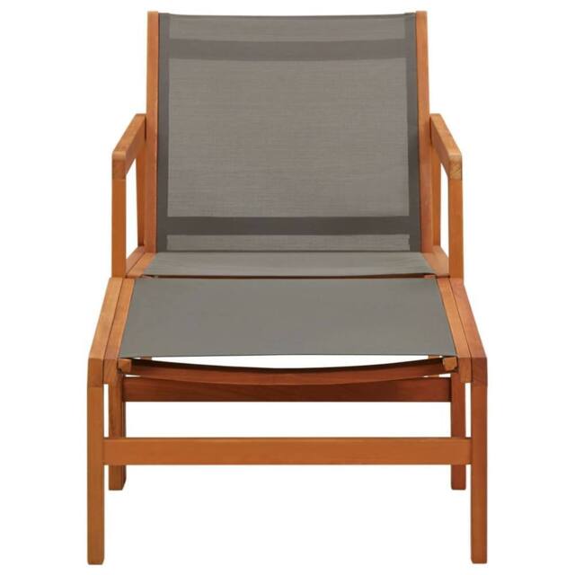 Berkfield Home Garden Chair with Footrest Grey Solid Eucalyptus Wood & Textilene - image 1