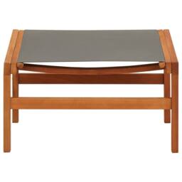 Berkfield Home Garden Chair with Footrest Grey Solid Eucalyptus Wood & Textilene - thumbnail 5