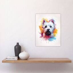 "Artery8 Wall Art Print West Highland Terrier Lovers Gift Watercolour Pet Portrait Painting Artwork Poster - Size: W18"" x H24""" - thumbnail 4